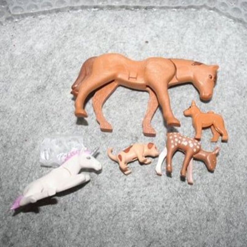 Vtg (5) Playmobil Geobra Horses Foals Lot White Unicorn Figures 1974 RETRO LT#21